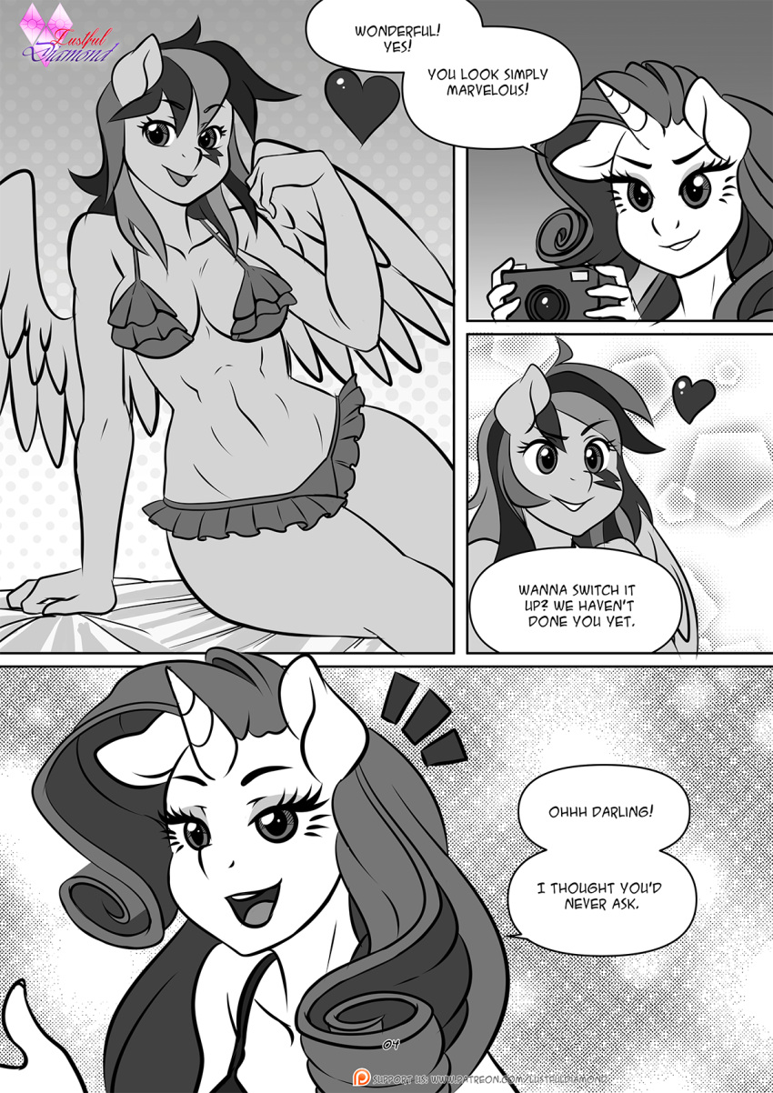 anthro biped breasts clothed clothing comic dialogue duo equid equine eyelashes female friendship_is_magic hair hasbro hi_res mammal my_little_pony open_mouth pia-sama pupils rainbow_dash_(mlp) rarity_(mlp) smile swimwear text thick_thighs