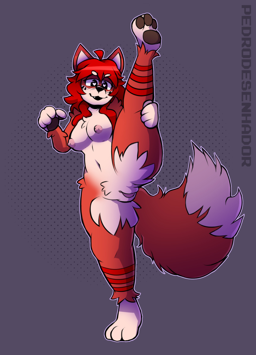 anthro breasts canid canine female fox fur genitals hair hi_res mammal nipples pedrodesenhador pepper_(thyunnamedfox) pink_nipples pussy red_body red_fur red_hair solo spread_legs spreading thyunnamedfox uncolored_eyes