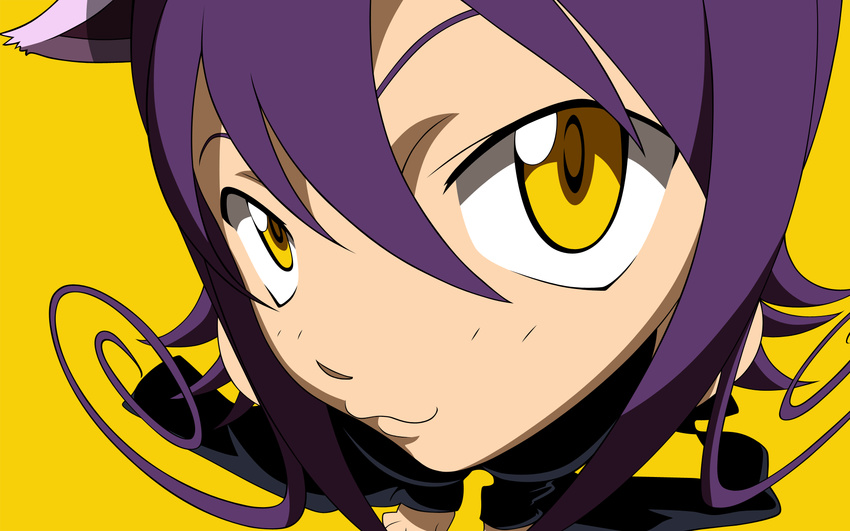 :3 animal_ears blair cat_ears hat highres purple_hair solo soul_eater vector_trace wallpaper yellow_eyes