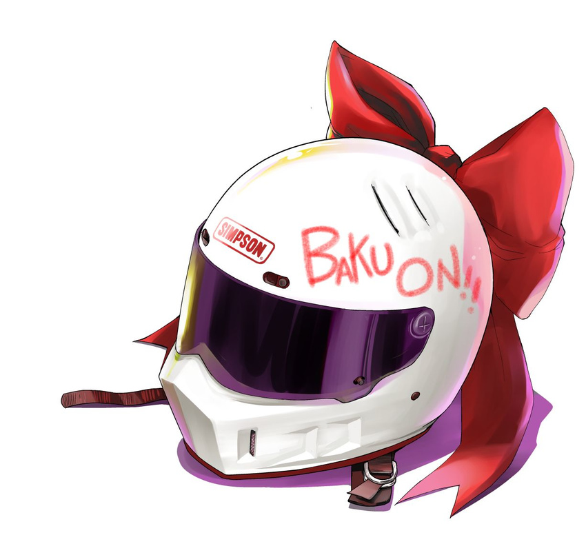 bow graffiti helmet logo no_humans orimoto_mimana simple_background strap visor white_background