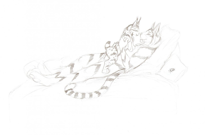 age_difference black_and_white cub feline female lying lynx male mammal monochrome nude on_back penetration penis sabertooth sex sketch sketchkat sketchkat_(character) smilodon straight tiger tiggie young