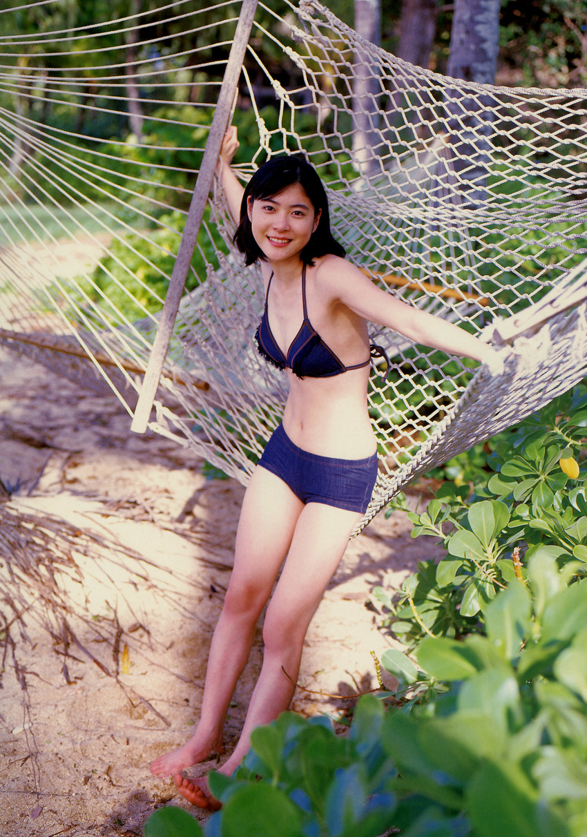 absurdres bikini_top hammock highres juri_first photo shorts ueno_juri