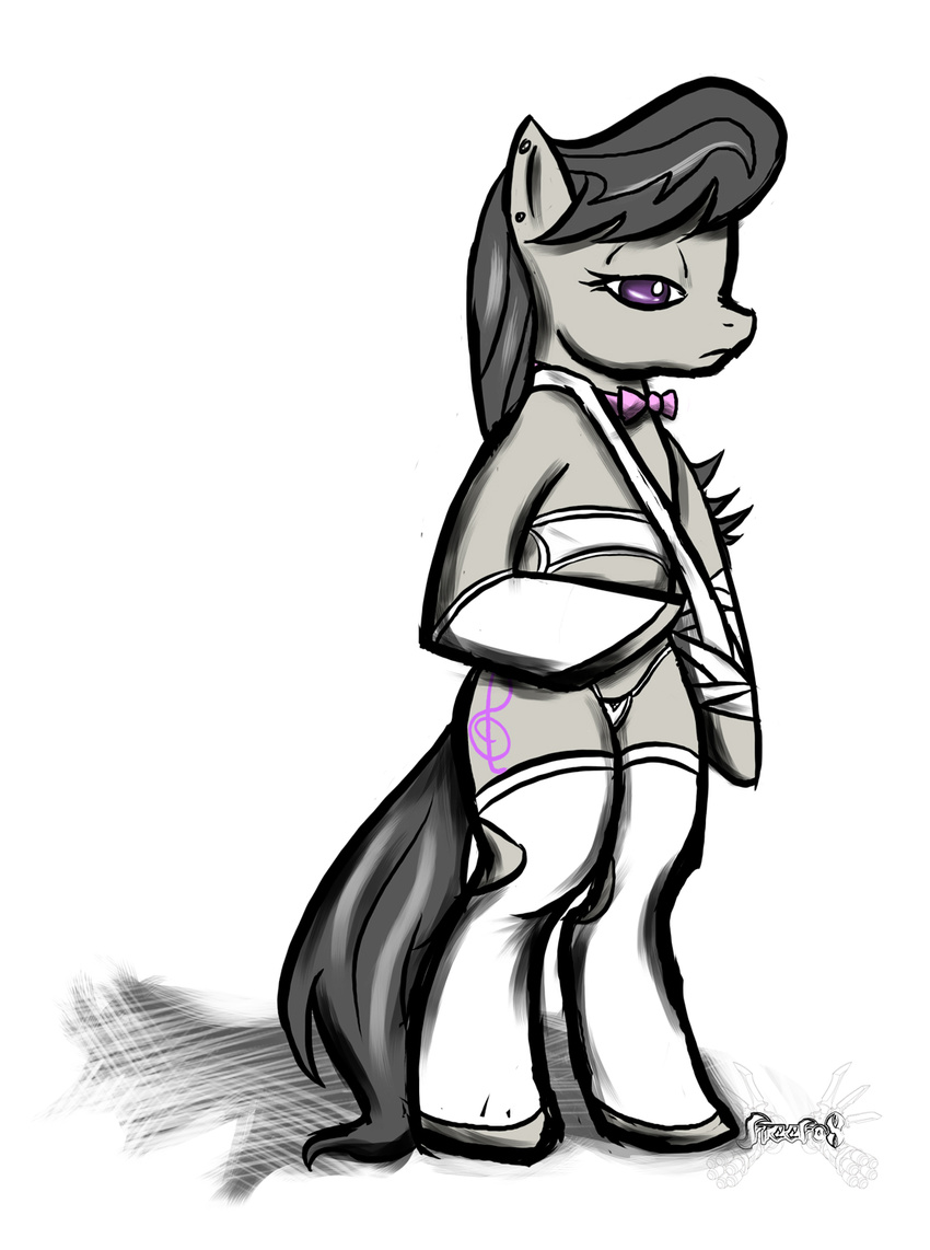 black_hair clothing cutie_mark ear_piercing equine female freefox friendship_is_magic hair horse mammal my_little_pony octavia_(mlp) panties piercing pony solo tail thong underwear