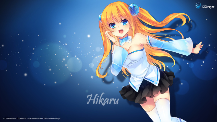 aizawa_hikaru blonde_hair blue_eyes female happy highres long_hair open_mouth os-tan shinia silverlight smile twintails