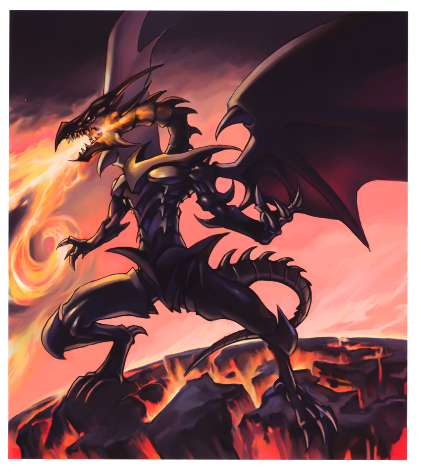 absurdres claws dragon duel_monster fire highres horns no_humans red_eyes_black_dragon tail takahashi_kazuki teeth wings yu-gi-oh!