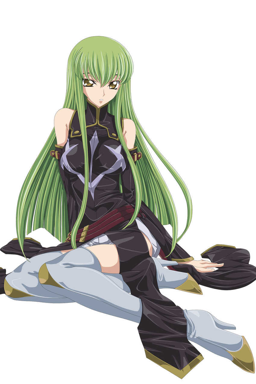 c.c. code_geass golden_eyes green_hair high_res tagme thigh_high_boots very_long_hair zettai_ryouiki