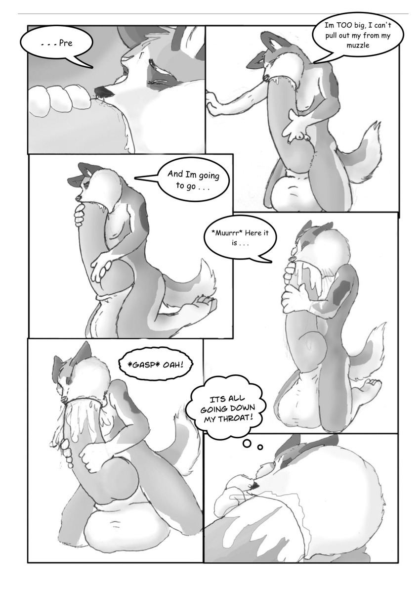 balls canine cock_growth comic cum cum_in_mouth cum_inside dialog dialogue english_text growth hyper knot male mammal masturbation oral penis pills solo text unknown_artist