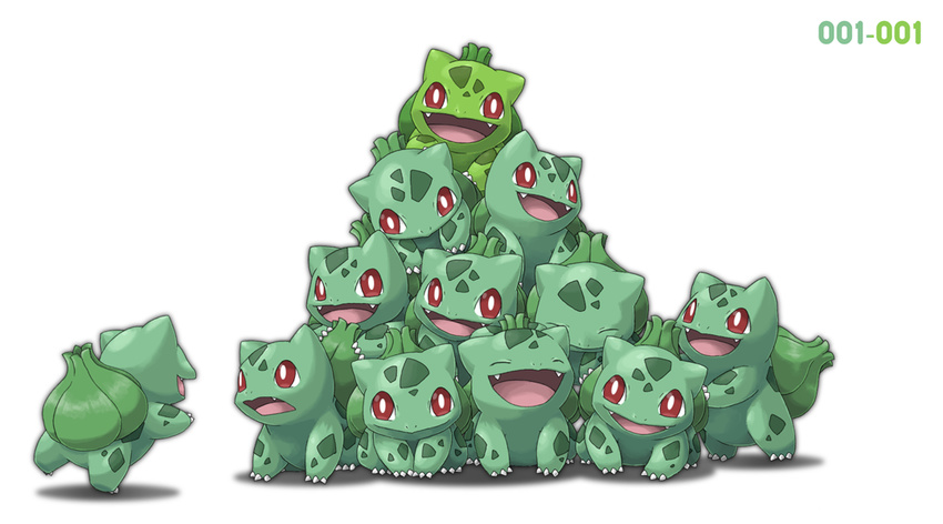 bulbasaur clone ditb gen_1_pokemon green md5_mismatch no_humans number odd_one_out pokemon pokemon_(creature) pokemon_number shiny_pokemon simple_background too_many white_background