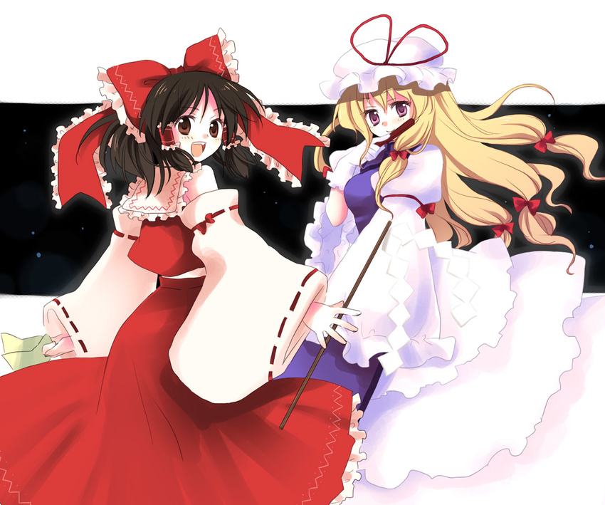 bad_id bad_pixiv_id bangs gohei hakurei_reimu harmonia hat multiple_girls touhou yakumo_yukari