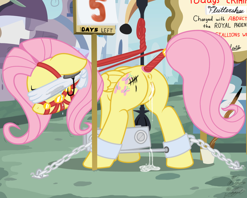 anus bdsm blindfold blush bondage bound bridle butt canterlot crying cum cum_dumpster cum_in_pussy cum_inside cutie_mark equine female feral fluttershy_(mlp) friendship_is_magic hair horse leg_spreader long_hair mammal my_little_pony niggerfaggot pegasus pony public public_humiliation public_use punishment pussy spreader_bar tail_wrap tally_marks tears wings