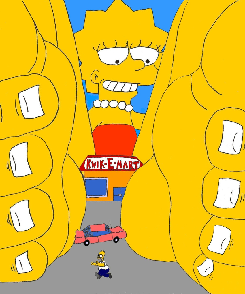 barefoot car crush crushing dominating domination giant gts hindpaw homer homer_simpson lisa lisa_simpson paws simpson simsons soles the_simpsons toes