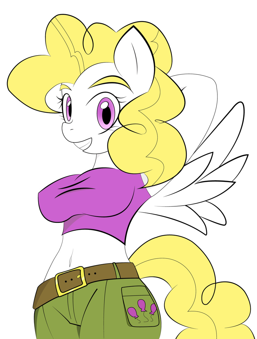 alpha_channel anthro anthrofied big_breasts blonde_hair breasts clothing coloration cutie_mark equine female friendship_is_magic haiku_oezu hair horse long_hair looking_at_viewer mammal my_little_pony navel pegasus plain_background pony purple_eyes smile solo surprise_(mlp) transparent_background tumblr wings