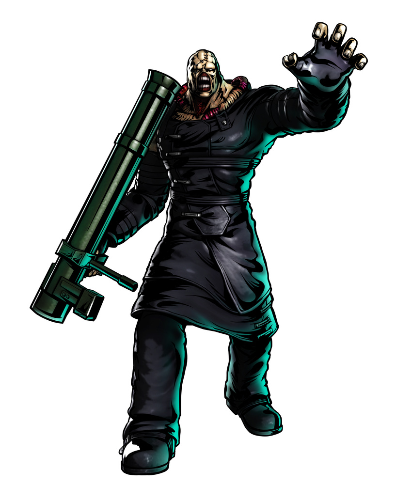 absurdres capcom highres marvel marvel_vs._capcom marvel_vs._capcom_3 marvel_vs_capcom marvel_vs_capcom_3 mori_toshiaki nemesis no_humans official_art resident_evil resident_evil_3 rocket_launcher scar shinkiro solo stitches teeth weapon zombie