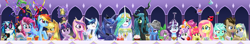 alcohol angry_birds apple_bloom_(mlp) applebloom_(mlp) applejack_(mlp) avian beverage bird blob blonde_hair blue_eyes blue_fur blue_hair blush brown_fur brown_hair cake changeling chicken cider crown cutie_mark cutie_mark_crusaders_(mlp) derp_eyes derpy_hooves_(mlp) doctor_whoof_(mlp) doctor_whooves_(mlp) dragon drink earth_pony equine eyes_closed eyewear female feral fluttershy_(mlp) food freckles friendship_is_magic fruit fur glasses goo grape green_eyes green_fur green_hair grey_fur gummy_(mlp) hair hat horn horse inside long_hair lyra_(mlp) lyra_heartstrings_(mlp) mammal multi-colored_hair my_little_pony one_eye_closed open_mouth orange_eyes orange_fur pegasus pink_fur pink_hair pinkie_pie_(mlp) pony portal_gun princess princess_cadance_(mlp) princess_cadence_(mlp) princess_celestia_(mlp) princess_luna_(mlp) purple_eyes purple_fur purple_hair queen_chrysalis_(mlp) rainbow_dash_(mlp) rainbow_hair rarity_(mlp) record red_hair royalty saturnspace scalie scootaloo_(mlp) shining_armor_(mlp) short_hair slit_pupils spike_(mlp) streamers sunglasses sweetie_belle_(mlp) teal_eyes tongue tongue_out trixie_(mlp) twilight_sparkle_(mlp) unicorn vinyl_scratch_(mlp) white_fur winged_unicorn wings yellow_eyes yellow_fur