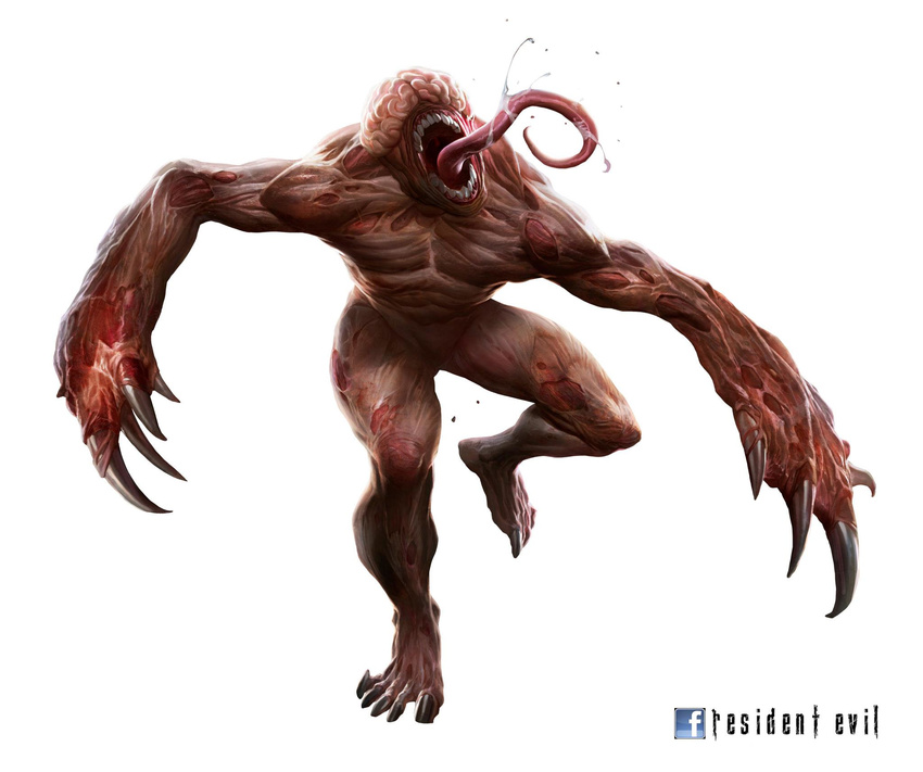 brain capcom claws facebook flesh highres licker no_eyes official_art resident_evil resident_evil_operation_raccoon_city tongue