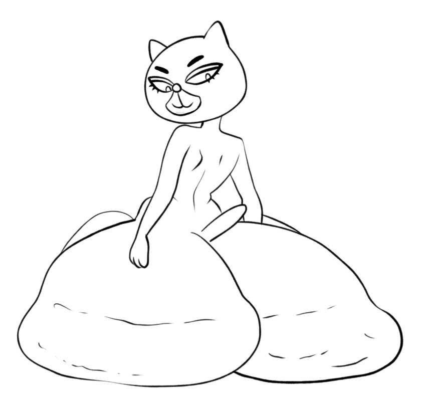 2023 anthro big_butt big_eyes black_and_white bottom_heavy butt cartoon_network cellulite closed_smile digital_drawing_(artwork) digital_media_(artwork) domestic_cat eyebrows eyelashes felid feline felis female female_anthro head_turned huge_butt hyper hyper_butt looking_at_butt looking_at_own_butt looking_at_self looking_back looking_down mammal mary_senicourt mature_anthro mature_female monochrome mouth_closed nude nude_anthro nude_female pranky prick_ears rear_view round_nose short_tail sitting smile solo tail the_amazing_world_of_gumball