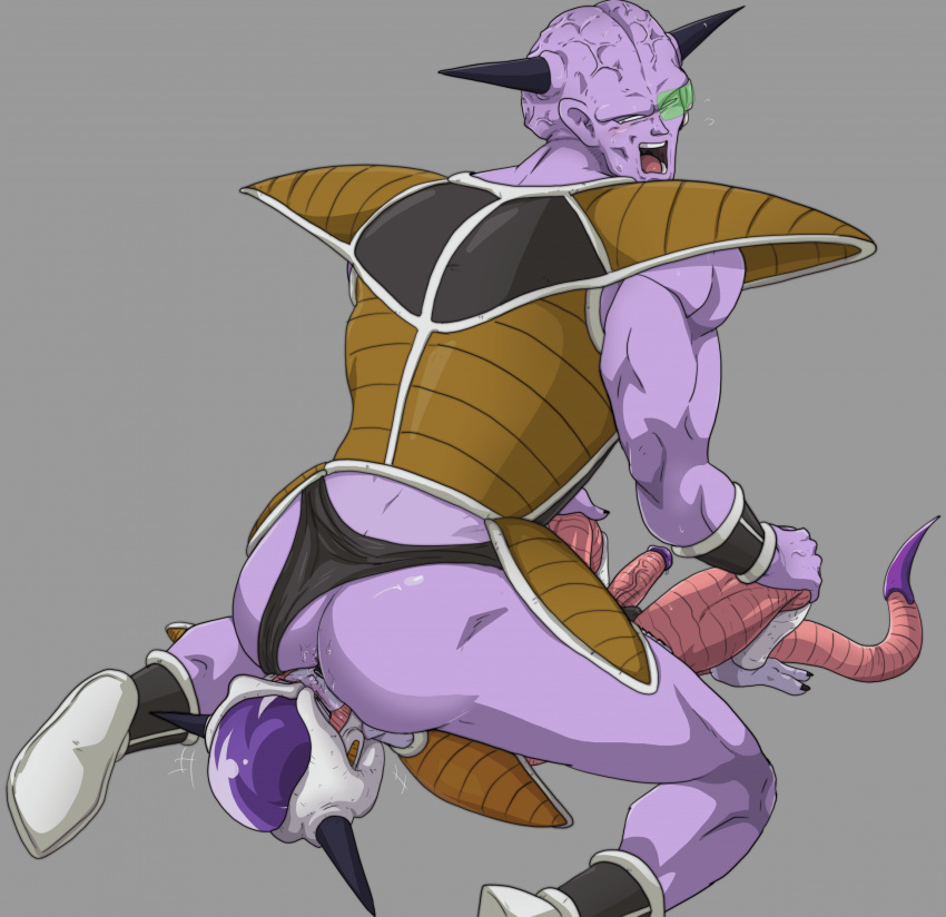 alien anal butt captain_ginyu clothing clothing_aside dragon_ball duo eyes_closed frieza frieza_race genitals hi_res lying male male/male on_back open_mouth oral orgasm_face panties panties_aside penis rimming sex sitting teastuff underwear underwear_aside