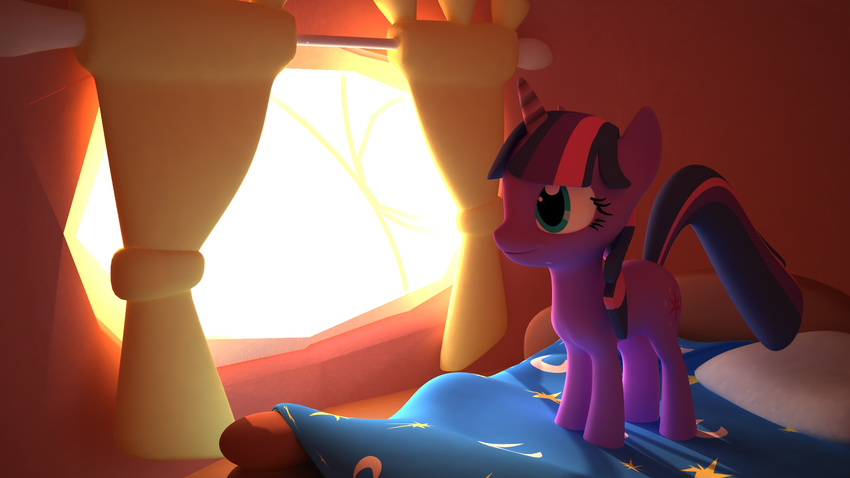 bed c4d cgi equine female feral friendship_is_magic gmod horn mammal my_little_pony natmaxex on pone solo twilight_sparkle_(mlp) unicorn vray window