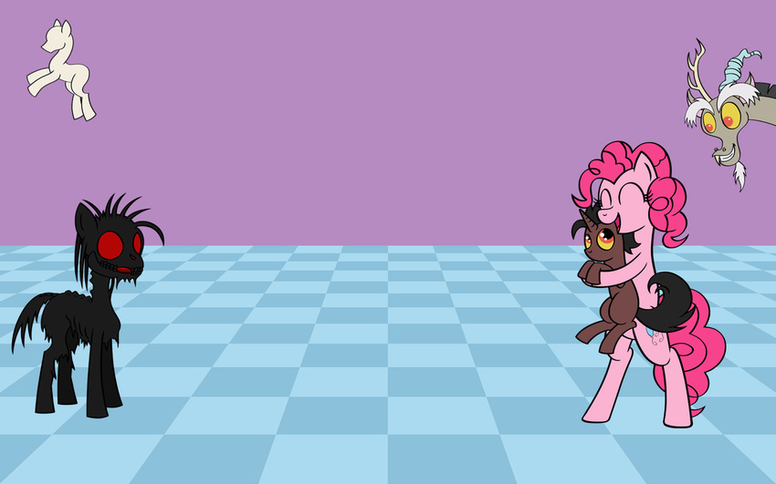 bitterplaguerat cutie_mark dragon equine female feral friendship_is_magic hair hooves horn horse loki long_hair male mammal mane my_little_pony pink_hair pinkie_pie_(mlp) pony red_eyes short_hair smile story_of_the_blanks undead unicorn zombie zombie_pony