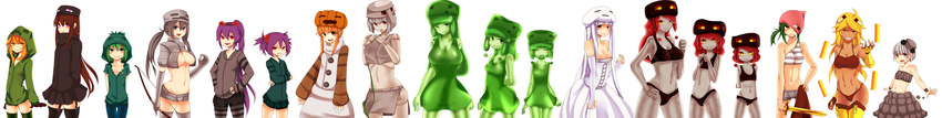 6+girls absurdres ander_(at2.) at2. bikini blaze_(minecraft) bow_(weapon) breasts brown_hair cave_spider child cleavage creeparka creeper cupa_(at2.) enderman flat_chest ghast goo_girl green_hair grin hair_bobbles hair_ornament hat highres hood hoodie iron_golem_(minecraft) jack-o'-lantern large_breasts long_hair long_image magma_cube medium_breasts minecraft monster_girl multiple_girls no_bra orange_hair otoko_no_ko pantyhose personification purple_hair red_hair saliva short_hair silver_hair silverfish_(minecraft) simple_background skeleton_(minecraft) slime_(minecraft) small_breasts smile spider_(minecraft) swimsuit sword thighhighs very_long_hair weapon white_hair wide_image yaebi_(at2.) zombie_(minecraft) zombie_pigman