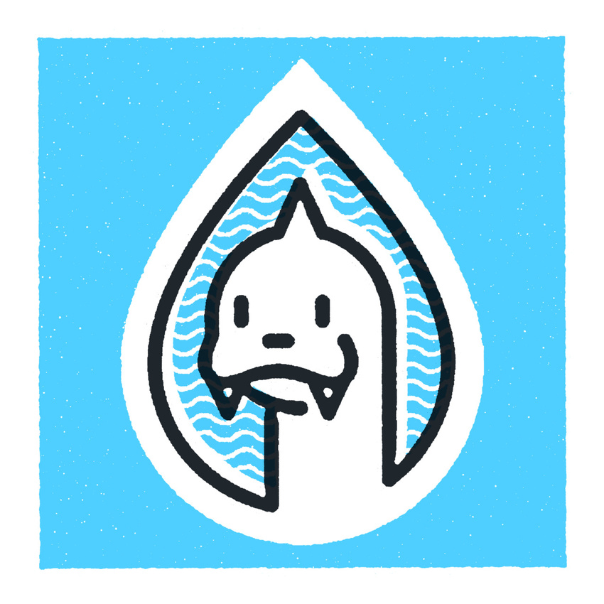 dewgong face fangs friendly_design_company gen_1_pokemon highres monochrome no_humans pokemon pokemon_(creature) solo water water_drop