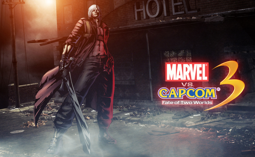 absurdres capcom dante dante_(devil_may_cry) devil_may_cry highres marvel marvel_vs._capcom marvel_vs._capcom_3 marvel_vs_capcom marvel_vs_capcom_3 sword weapon white_hair