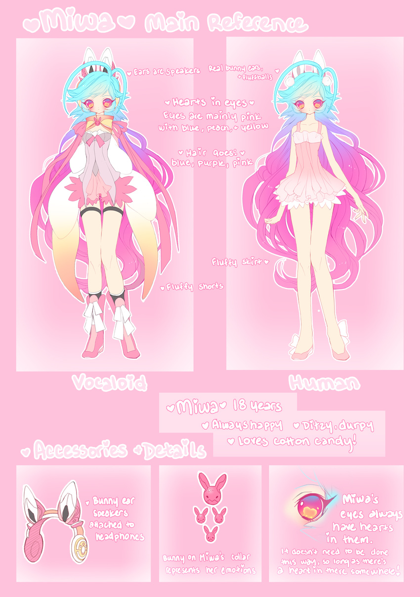 absurdres ahoge animal_ears bad_deviantart_id bad_id bunny_ears character_sheet english gaia_online headphones heart highres long_hair melodeiia original pink shoes skirt very_long_hair vocaloid