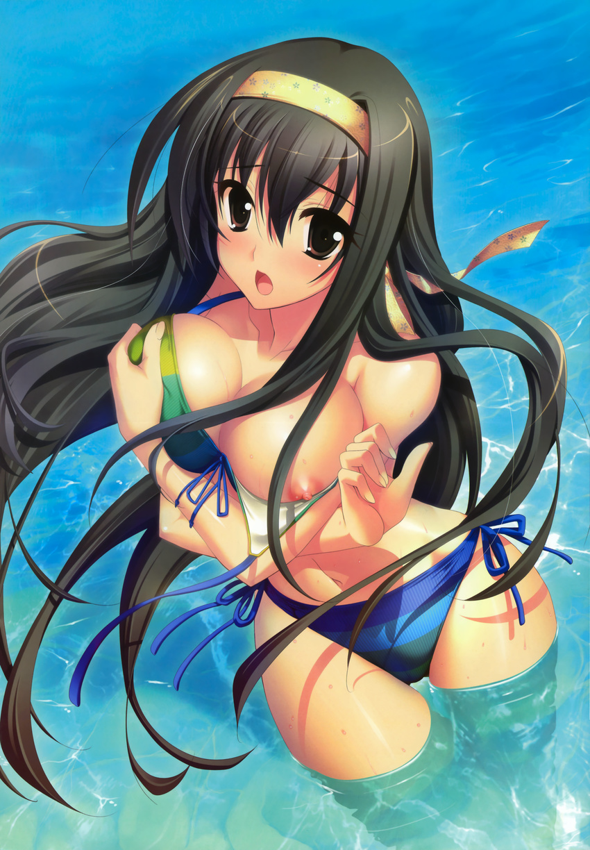 bikini breast_hold fizz kanna miwa_fuduki nipple_slip sakura_tale swimsuits wardrobe_malfunction