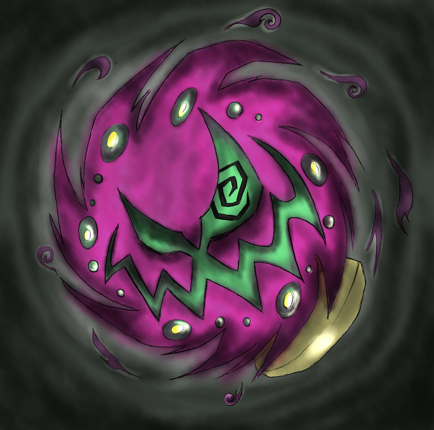 ghost green_eyes highres no_humans pokemon pokemon_(game) sangyou_haikibutsu_(turnamoonright) spiritomb turnamoonright