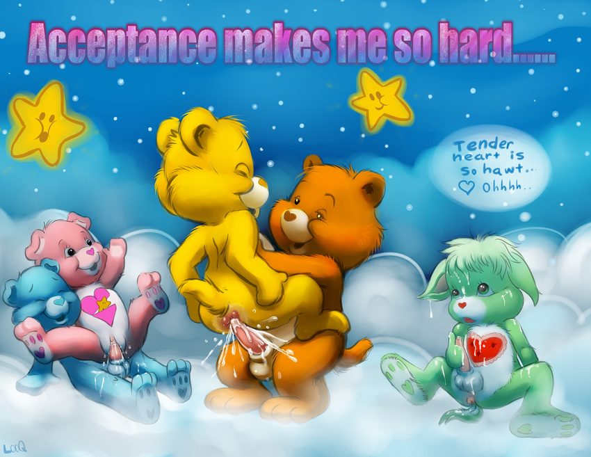 care_bears funshine_bear gentle_heart_lamb hugs looqdrake tenderheart_bear tugs