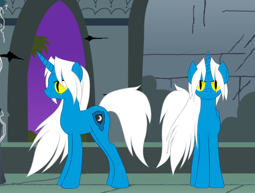 blue_fur cutie_mark danielssj equine feral friendship fur hair hi_res horn horse is little looking_at_viewer magic male mammal my my_little_pony original_character pony scar slit_pupils unicorn white_hair yellow_eyes