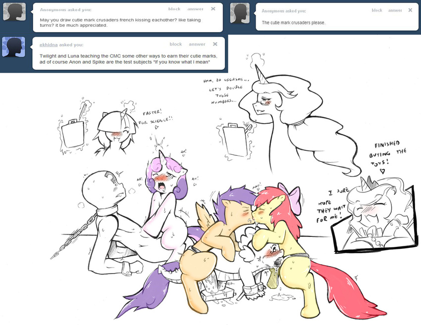 anal_penetration anonymous apple_bloom apple_bloom_(mlp) bdsm bestiality bisexual blush bondage bound cold-blooded-twilight cub cutie_mark_crusaders cutie_mark_crusaders_(mlp) deep_throat dildo domination dragon equine fellatio female female_domination feral friendship_is_magic fur group hair horn horse human interspecies kissing lesbian magic male mammal multi-colored_hair my_little_pony open_mouth oral oral_sex orange_fur pegasus pegging penetration pink_hair pony princess princess_celestia princess_celestia_(mlp) princess_luna princess_luna_(mlp) purple_hair red_hair royalty scootaloo scootaloo_(mlp) sex sex_toy smile spike spike_(mlp) spitroast straight strapon sweetie_belle sweetie_belle_(mlp) twilight_sparkle twilight_sparkle_(mlp) two_tone_hair unicorn vaginal vaginal_penetration white_fur wings yellow_fur young