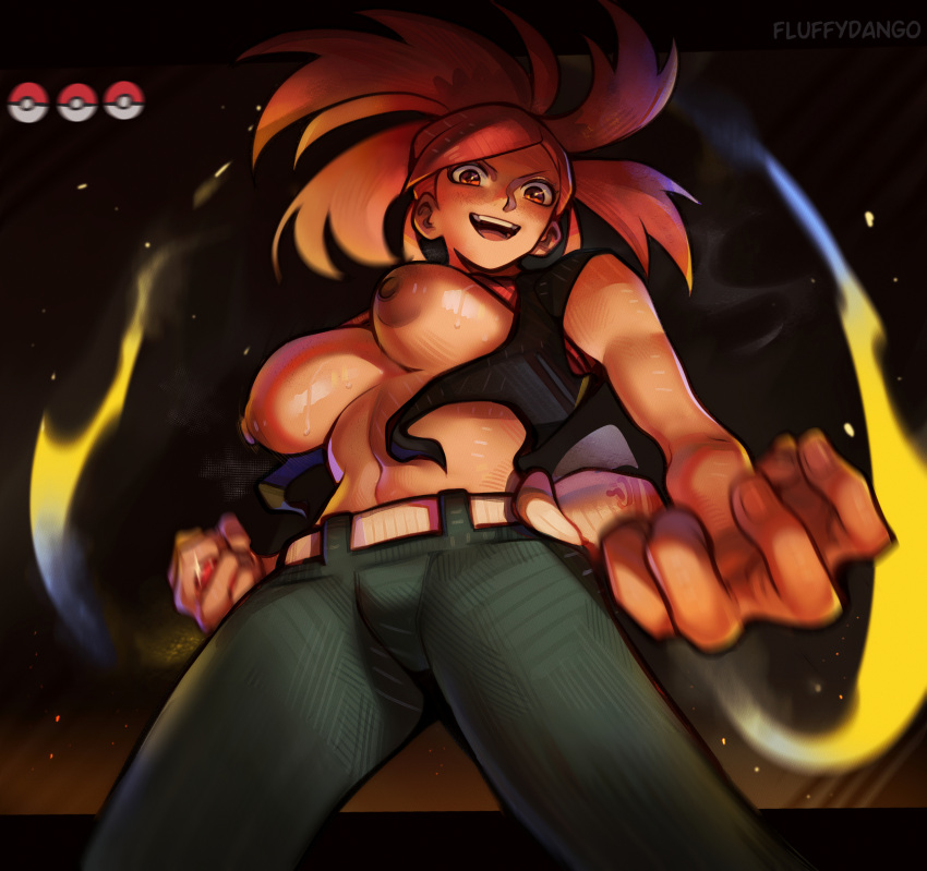 1girl absurdres breasts flannery_(pokemon) fluffydango highres large_breasts pokemon pokemon_oras