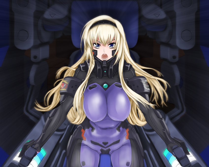 blonde_hair blue_eyes bodysuit highres irisdina_bernhard muvluv scharfschutze schwarzesmarken