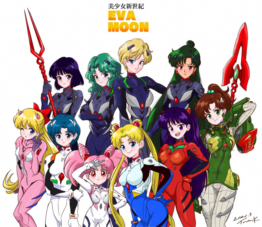 6+girls aino_minako ayanami_rei ayanami_rei_(cosplay) bident bishoujo_senshi_sailor_moon chibi_usa cosplay dated earrings evangelion:_2.0_you_can_(not)_advance evangelion:_3.0_you_can_(not)_redo highres hino_rei holding holding_polearm holding_weapon ikari_shinji ikari_shinji_(cosplay) interface_headset jewelry kaiou_michiru kino_makoto lance_of_longinus_(evangelion) looking_at_viewer makinami_mari_illustrious makinami_mari_illustrious_(cosplay) meiou_setsuna mizuno_ami multiple_girls nagisa_kaworu nagisa_kaworu_(cosplay) neon_genesis_evangelion pilot_suit plugsuit polearm rebuild_of_evangelion simple_background souryuu_asuka_langley souryuu_asuka_langley_(cosplay) spear_of_cassius ten'ou_haruka tomoe_hotaru tsukino_usagi tsunemoku weapon white_background