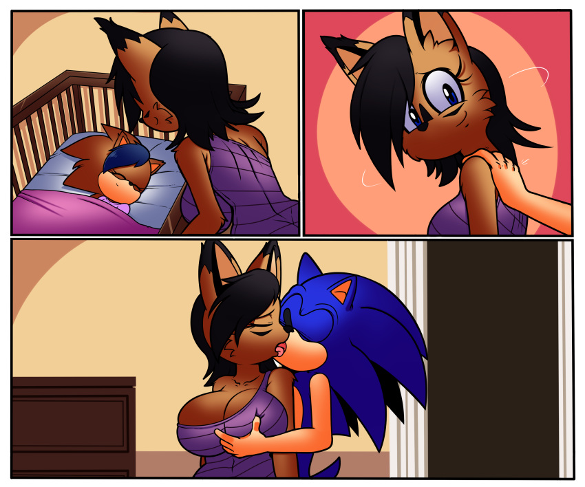 breast_grab breasts comic dreamcastzx1 feline female hand_on_breast hedgehog kissing lynx male mammal nicole_the_lynx sonic_(series) sonic_the_hedgehog