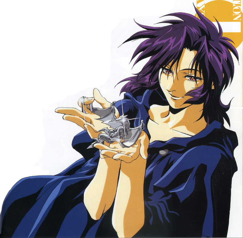 artist_request azalie_cait_sith highres majutsushi_orphen purple_hair scan short_hair solo