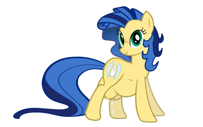 big_breasts blue_hair breasts equine female freckles friendship_is_magic green_eyes hair horse lactating looking_at_viewer mammal milky_way_(character) my_little_pony original_character pony pregnant solo teats two_tone_hair unknown_artist