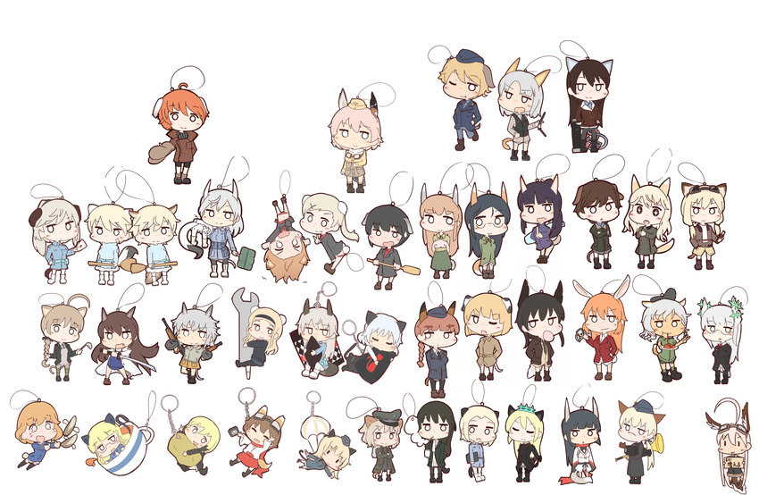 :&gt; absurdres adolfine_galland aleksandra_i_pokryshkin alexandra_serbanescu amelie_planchard anabuki_tomoko animal_ears antennae aurora_e_juutilainen bear_ears black_hair blonde_hair blush_stickers braid brave_witches broom brown_hair bunny_ears bunny_tail card carla_j_luksic cat_ears cat_tail charlotte_e_yeager chibi cigarette cup dog_ears dog_tail dominica_s_gentile eating edytha_rossmann eila_ilmatar_juutilainen elizabeth_f_beurling elma_leivonen erica_hartmann eugenia_horbaczewski fernandia_malvezzi food fox_ears fox_tail giuseppina_ciuinni glasses goggles grey_hair hanna-justina_marseille hanna_rudel hanna_wind hat hattori_shizuka heidimarie_w_schnaufer heinrike_prinzessin_zu_sayn-wittgenstein helma_lennartz highres hirschgeweih_antennas honda_takashi_(enorea) huberta_von_bonin instrument isabelle_du_monceau_de_bergendal jane_t_godfrey katana katou_keiko keychain ladle laura_nissinen long_hair luciana_mazzei lynette_bishop martina_crespi military military_uniform multiple_girls nikka_edvardine_katajainen noble_witches one-piece_swimsuit one_eye_closed open_mouth orange_hair ottilie_kittel panties pantyhose parachute pasta perrine_h_clostermann pillow raisa_pottgen salmiakki sanya_v_litvyak scarf short_hair solid_circle_eyes spaghetti strike_witches suwa_amaki suwa_goshiki swimsuit sword tail teacup thighhighs trumpet twintails underwear uniform upside-down v wakamoto_tetsuko waltraud_nowotny waltrud_krupinski weapon world_witches_series