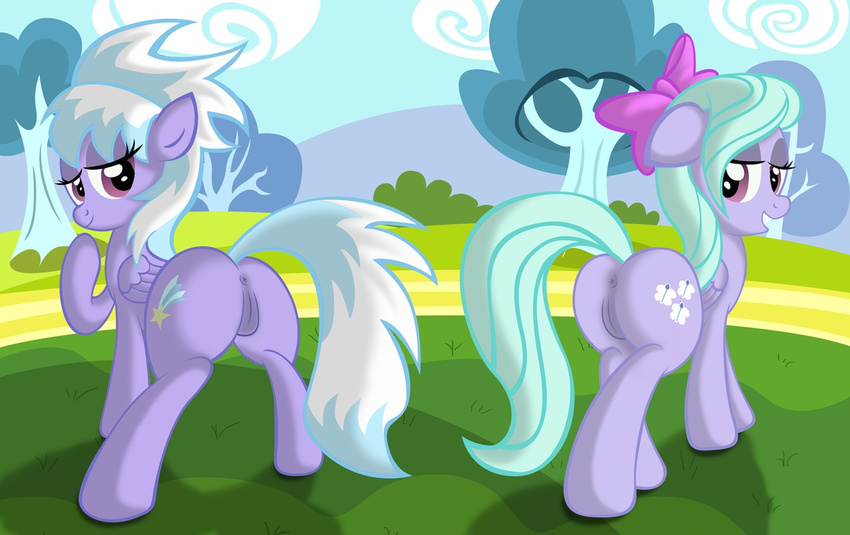 cloud_chaser_(mlp) cutie_mark duo equine female feral flitter_(mlp) friendship_is_magic fritter_(mlp) horse mammal my_little_pony pegasus pony pussy wings ziemniax