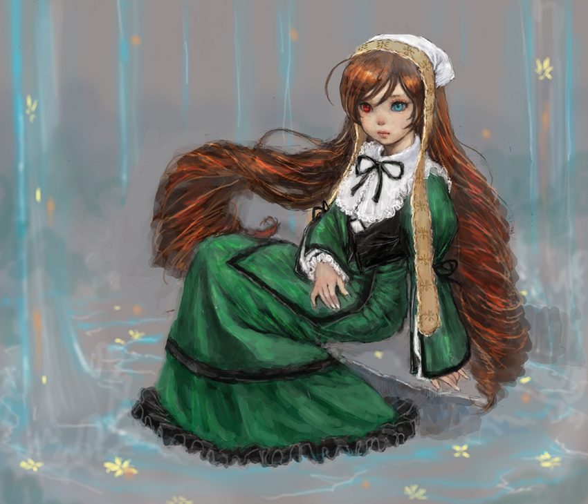 bad_id bad_pixiv_id brown_hair drill_hair heterochromia long_hair pon rozen_maiden solo suiseiseki