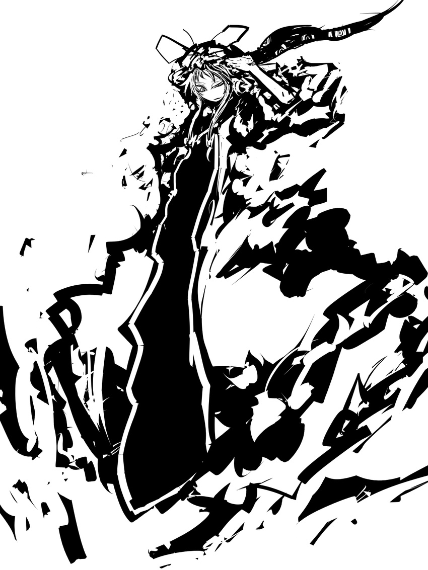 abstract bad_id bad_pixiv_id dress eyes f7(eiki) gap greyscale hat highres monochrome solo touhou yakumo_yukari