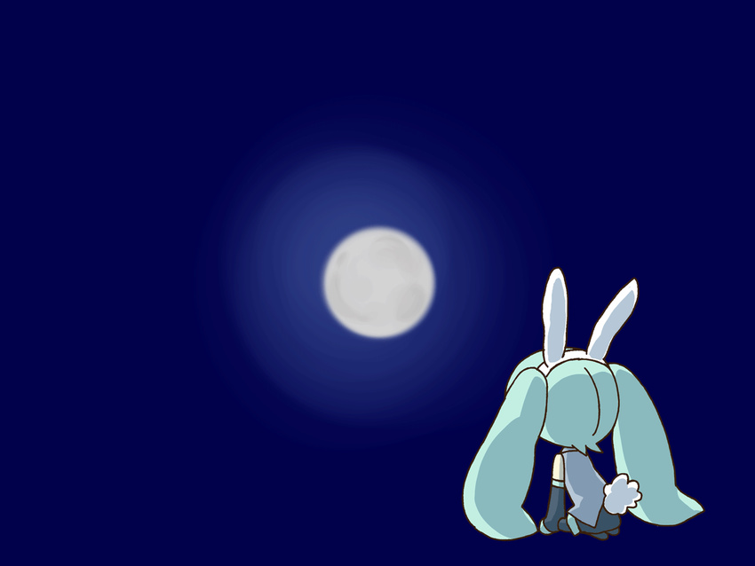 animal_ears animated animated_gif bunny_ears bunny_tail chibi detached_sleeves hatsune_miku long_hair moon otsuki-sama_(vocaloid) sangatsu_youka solo tail very_long_hair vocaloid