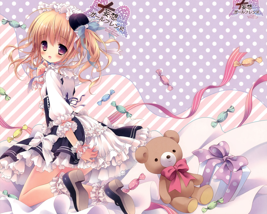 candy lolita_fashion morinaga_korune original scan teddy_bear twintails