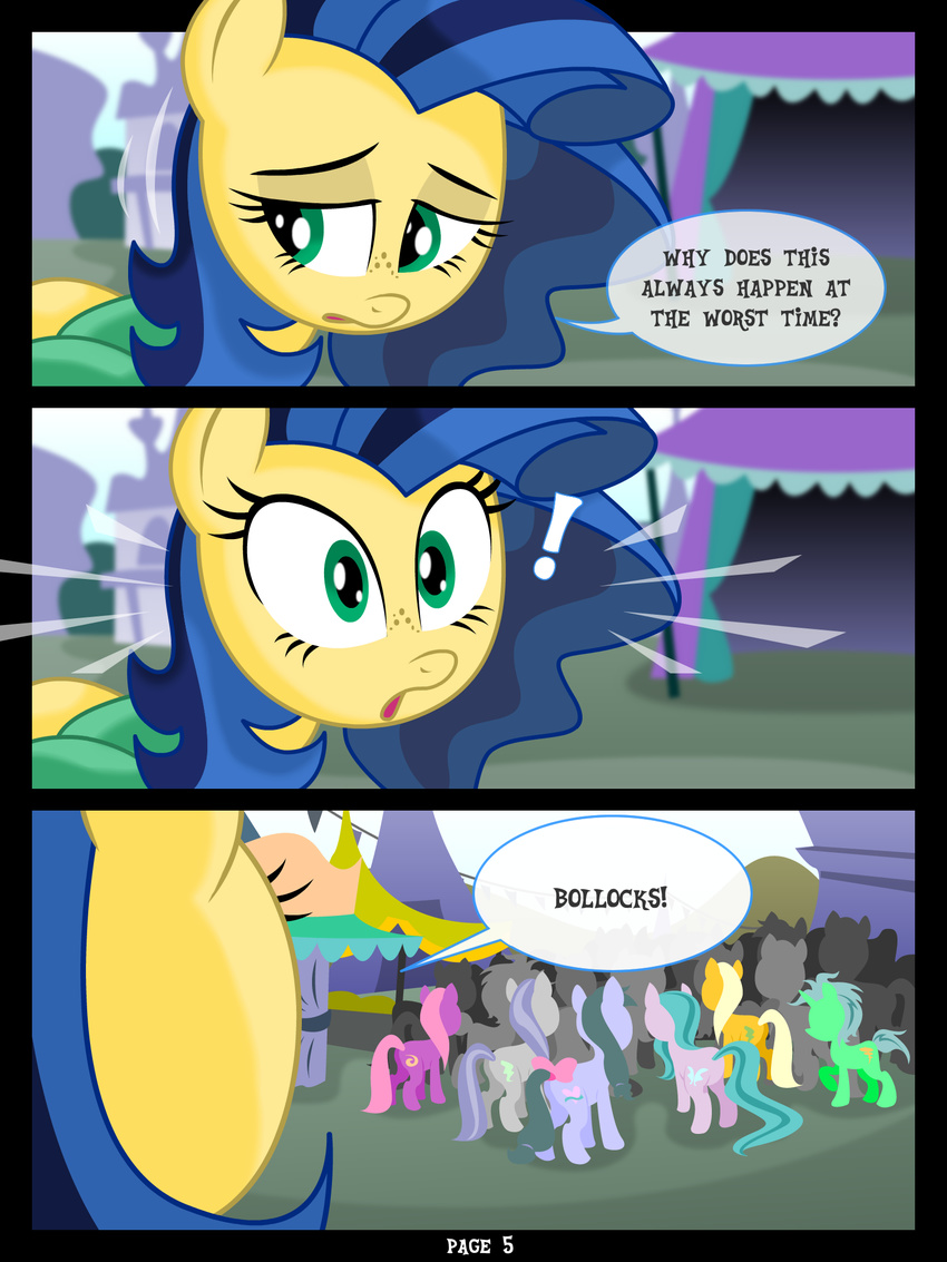blue_hair comic english_text equine female feral freckles friendship_is_magic fur green_eyes hair horse killryde mammal milky_way_(character) my_little_pony open_mouth outside pony text tongue two_tone_hair yellow_fur