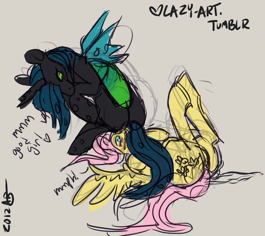 butt changeling deep_throat dialog dickgirl domination english_text equine fellatio female feral fluttershy_(mlp) forced friendship_is_magic horse intersex lazybutts lesbian mammal my_little_pony oral oral_sex pegasus pony queen_chrysalis queen_chrysalis_(mlp) rape sex text wings