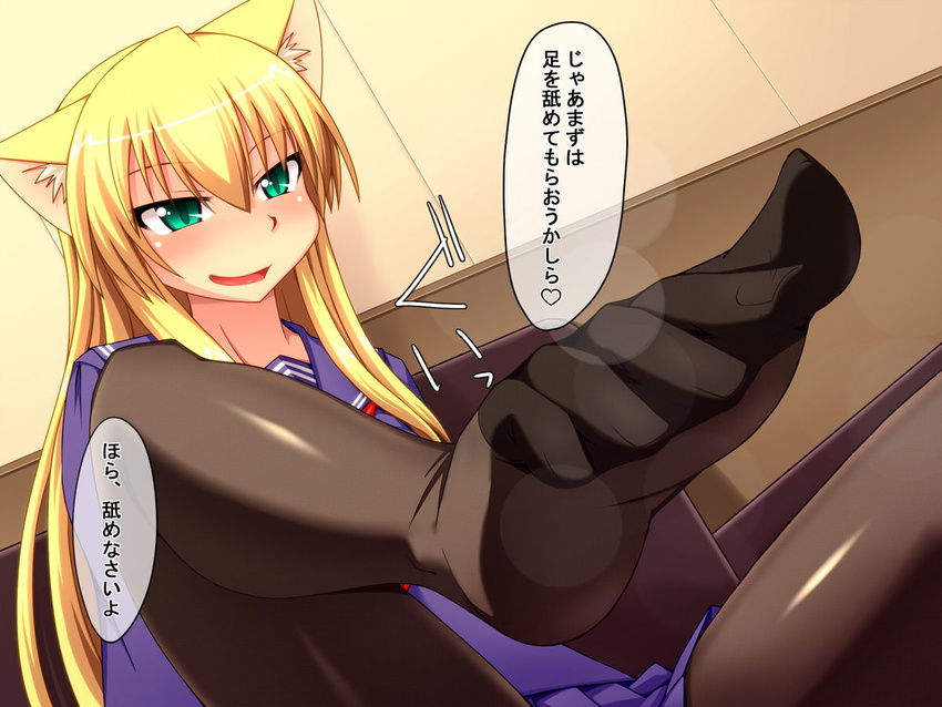 animal_ears cat_ears feet foot no_shoes nokoppa pantyhose toes translation_request