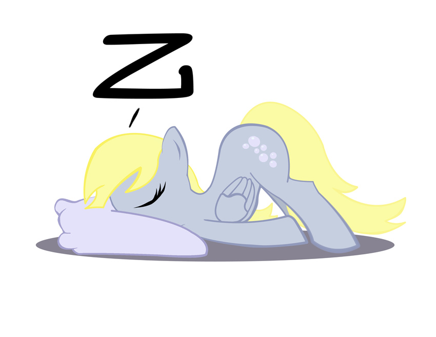 ass_up blonde_hair cutie_mark derpy_hooves_(mlp) equine eyes_closed female feral friendship_is_magic hair hattonslayden horse mammal my_little_pony pillow plain_background pony sleeping solo white_background z