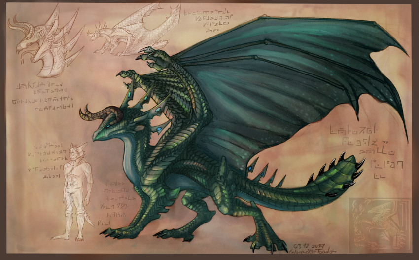 2017 ambiguous_gender blue_eyes digital_media_(artwork) dragon feral gelangweiltertoaster model_sheet scalie solo standing western_dragon