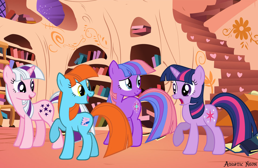 blue_fur blue_hair blur_fur bright_eyes_(mlp) cutie_mark equine female feral friendship_is_magic fur g3 group hair horn horse mammal my_little_pony my_little_pony_tales night orange_hair pink_fur pink_hair pony purple_eyes purple_fur purple_hair surprise twilight_(mlp) twilight_sparkle_(mlp) twilight_twinkle_(mlp) two-tone two_tone unicorn white_hair yellow_eyes